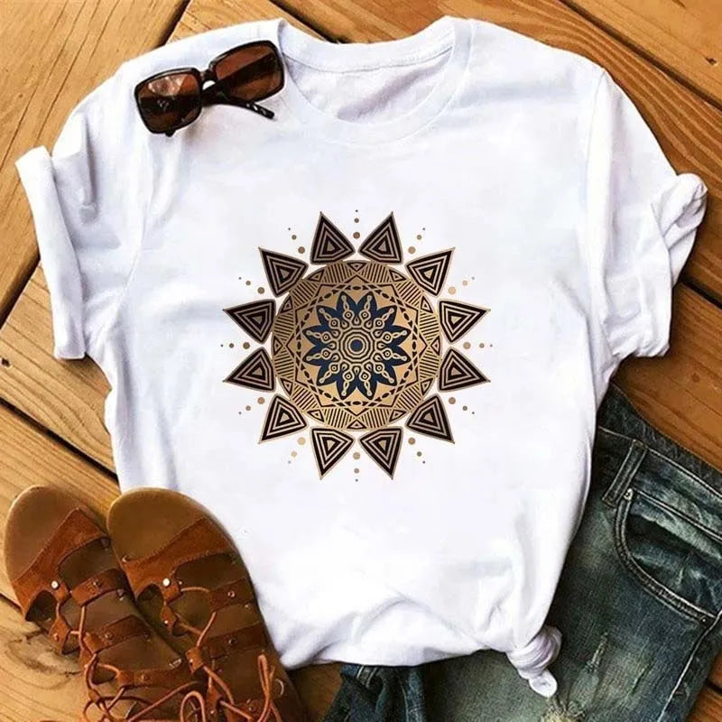 Versatile Mandala Art Tees: Casual Elegance in Black & White