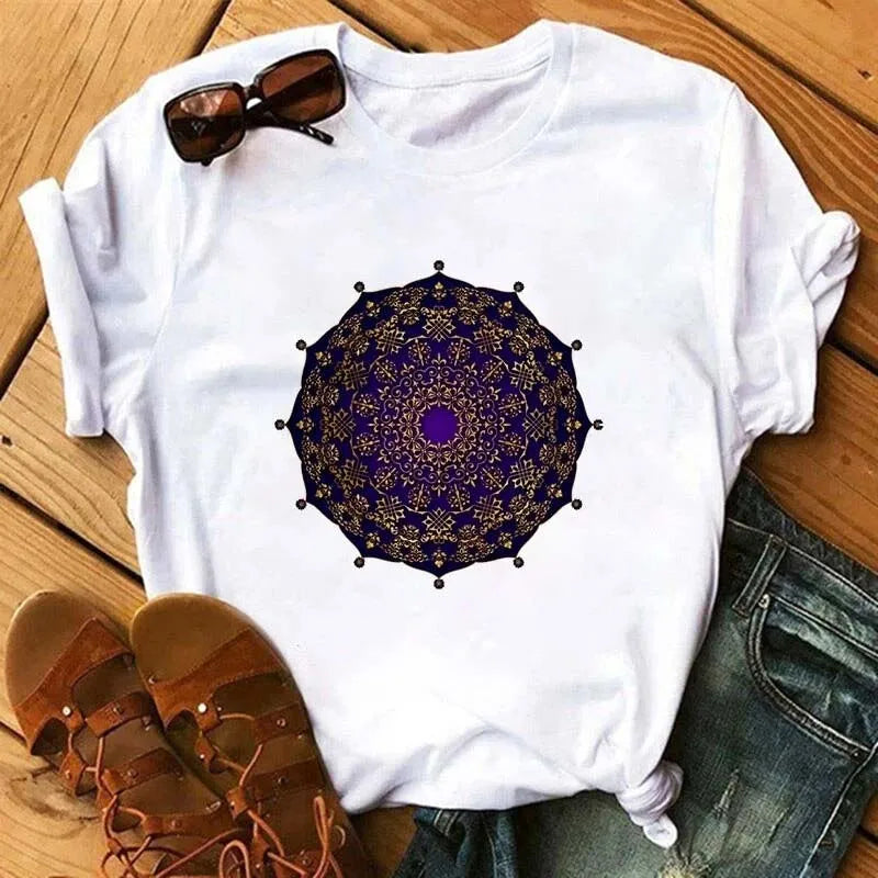 Versatile Mandala Art Tees: Casual Elegance in Black & White