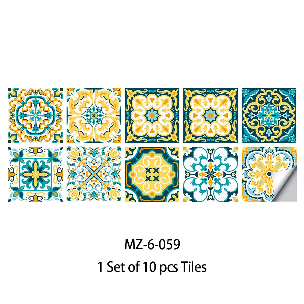 Vibrant Mandala Tile Stickers – Versatile Adhesive Décor (10 Stickers)