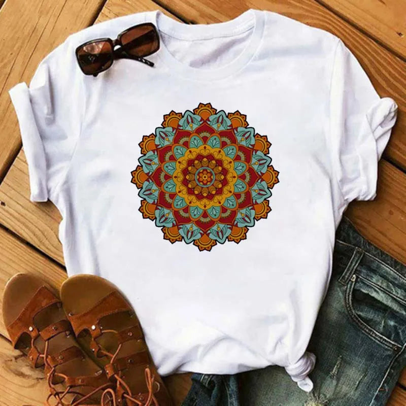 Versatile Mandala Art Tees: Casual Elegance in Black & White