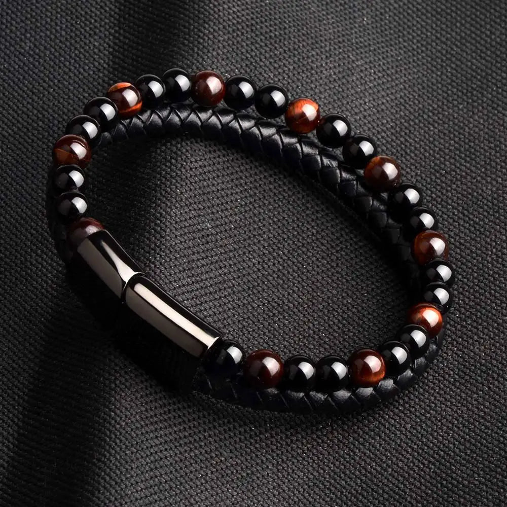 Braided Wrap Leather Wristbands for Men