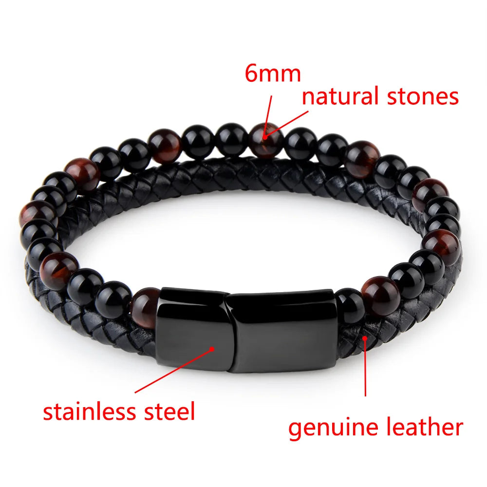 Braided Wrap Leather Wristbands for Men