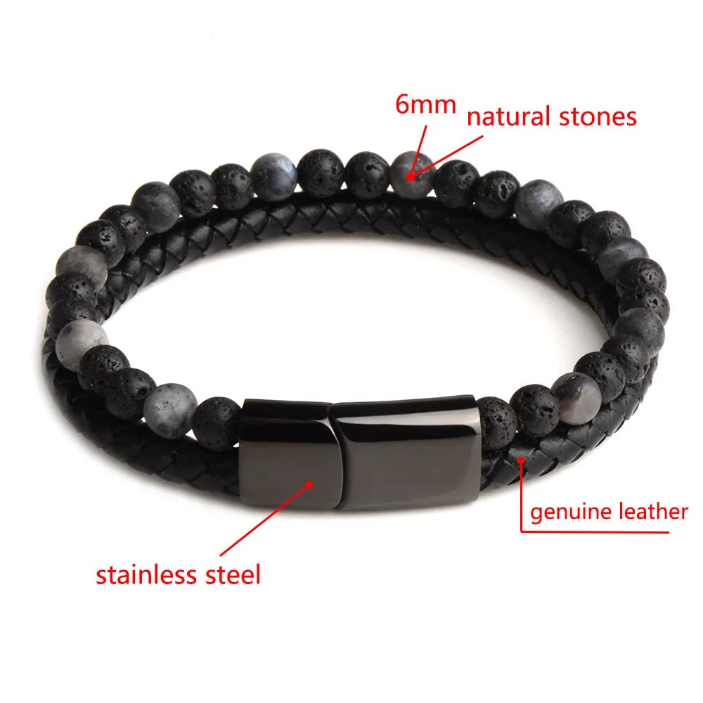 Braided Wrap Leather Wristbands for Men