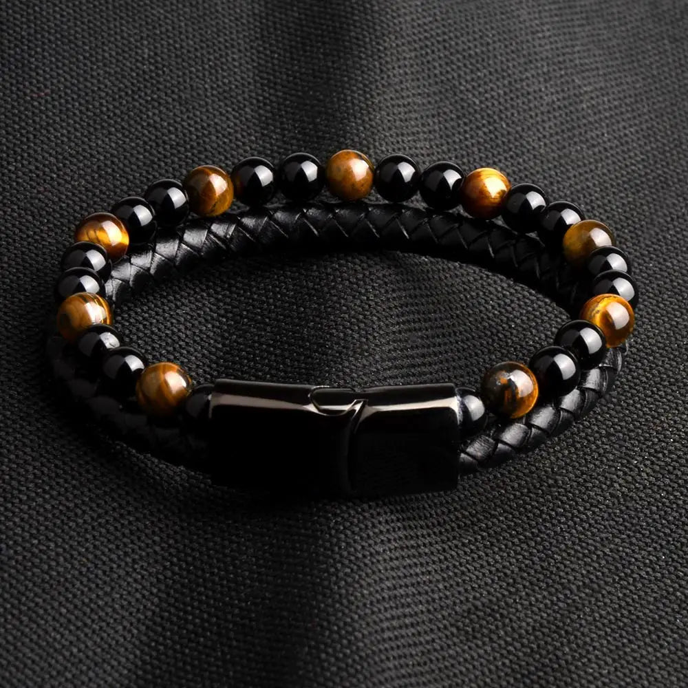 Braided Wrap Leather Wristbands for Men