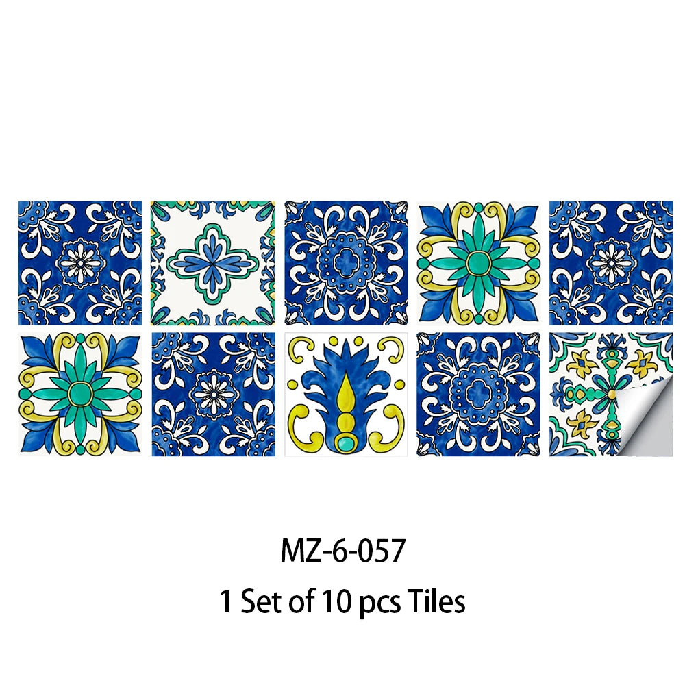 Vibrant Mandala Tile Stickers – Versatile Adhesive Décor (10 Stickers)