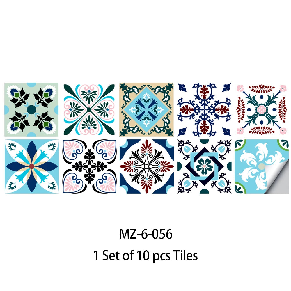 Vibrant Mandala Tile Stickers – Versatile Adhesive Décor (10 Stickers)