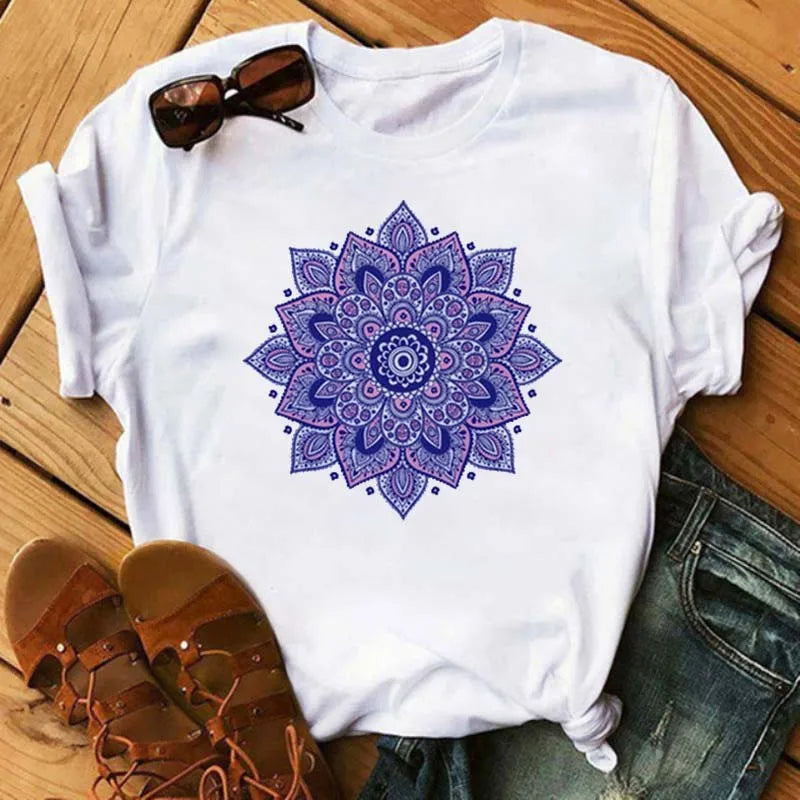 Versatile Mandala Art Tees: Casual Elegance in Black & White