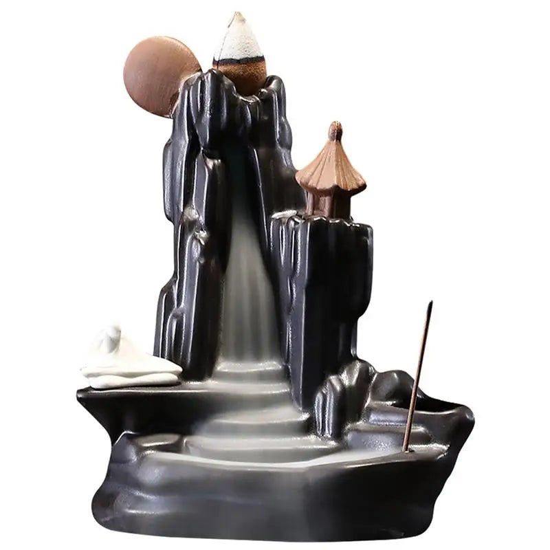 Serene Backflow Incense Burner with Plant Accent