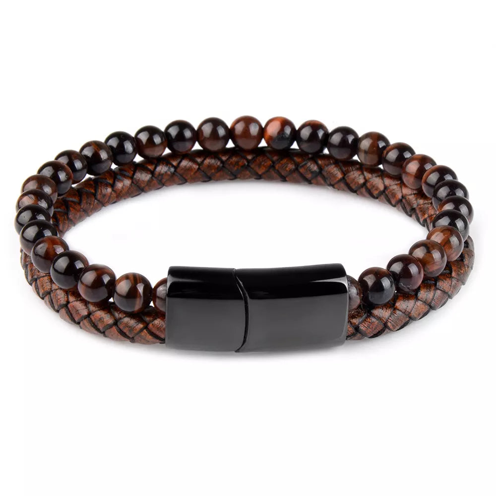 Braided Wrap Leather Wristbands for Men