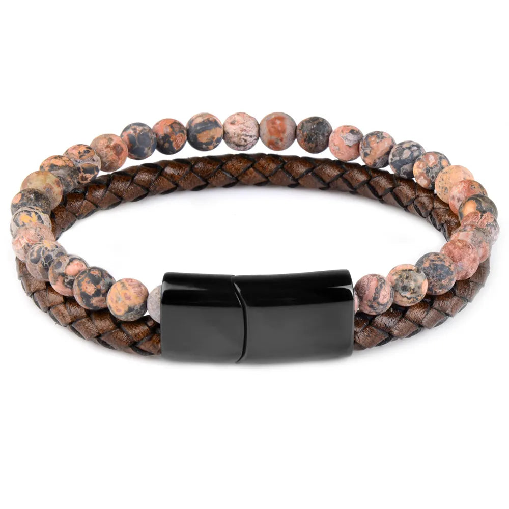 Braided Wrap Leather Wristbands for Men