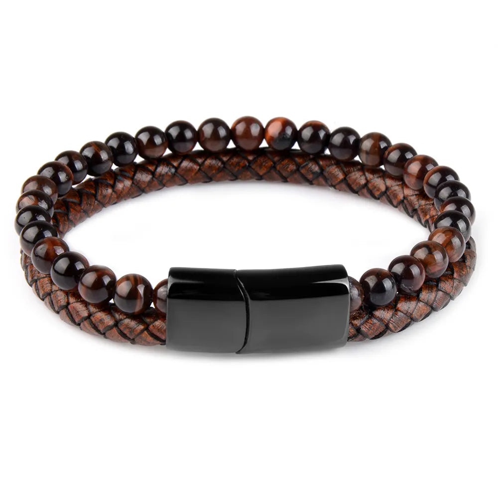 Braided Wrap Leather Wristbands for Men