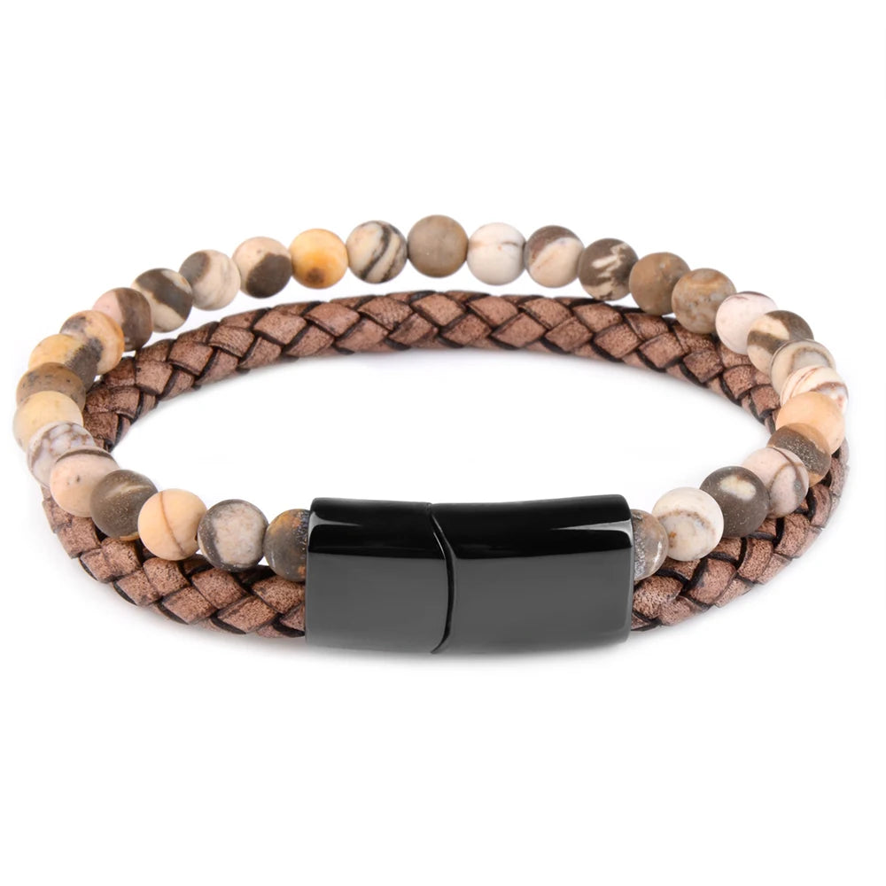 Braided Wrap Leather Wristbands for Men