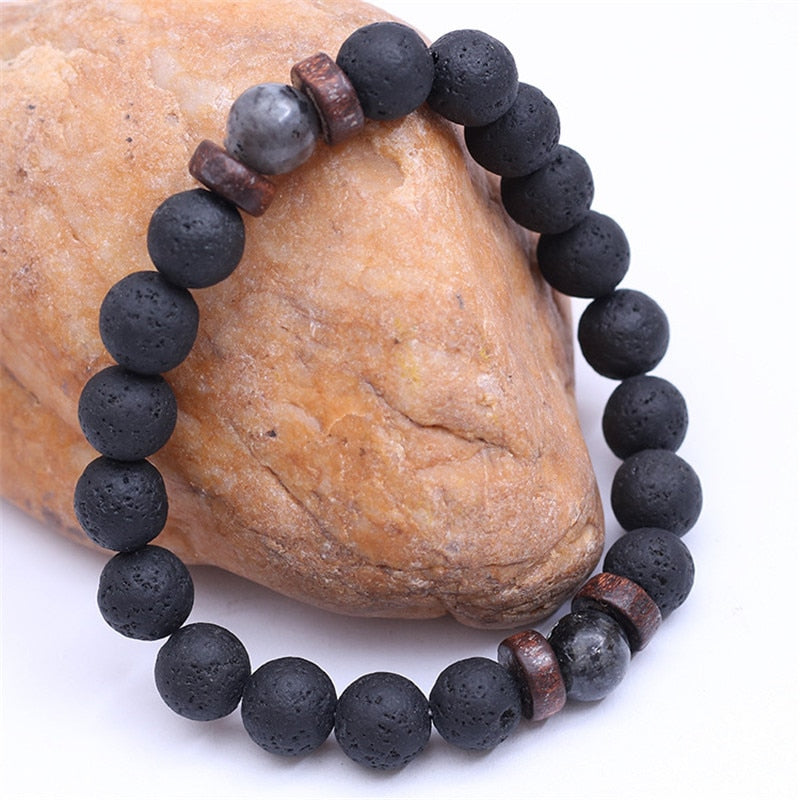 Rugged Natural Lava Rock Stone Bracelet