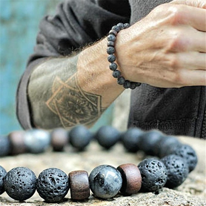 Rugged Natural Lava Rock Stone Bracelet