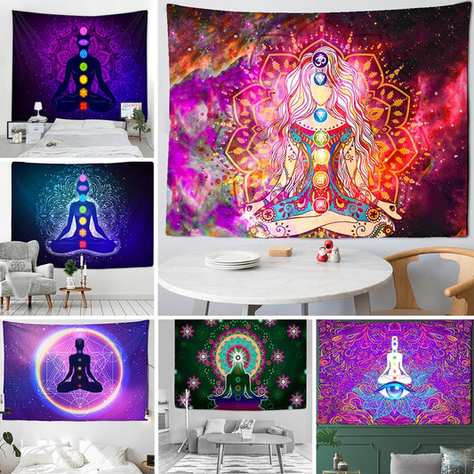 Meditation 7 Chakra Tapestry Wall Hanging