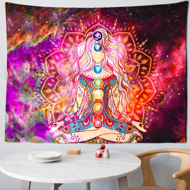 Meditation 7 Chakra Tapestry Wall Hanging