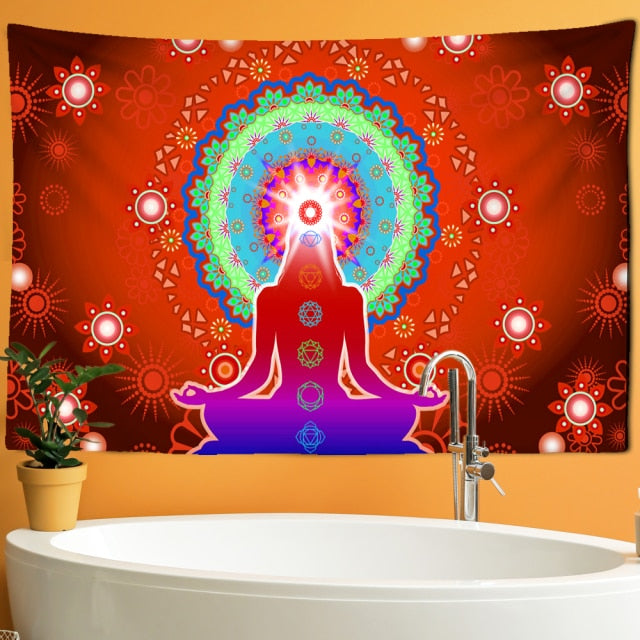 Meditation 7 Chakra Tapestry Wall Hanging