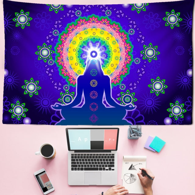 Meditation 7 Chakra Tapestry Wall Hanging