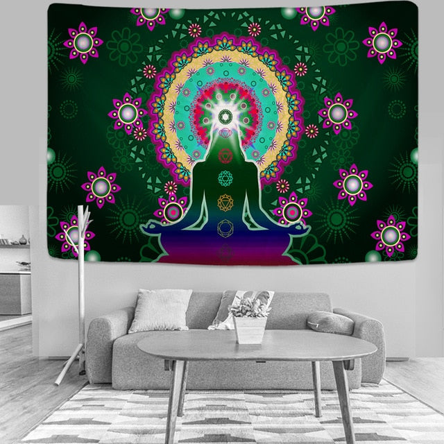 Meditation 7 Chakra Tapestry Wall Hanging