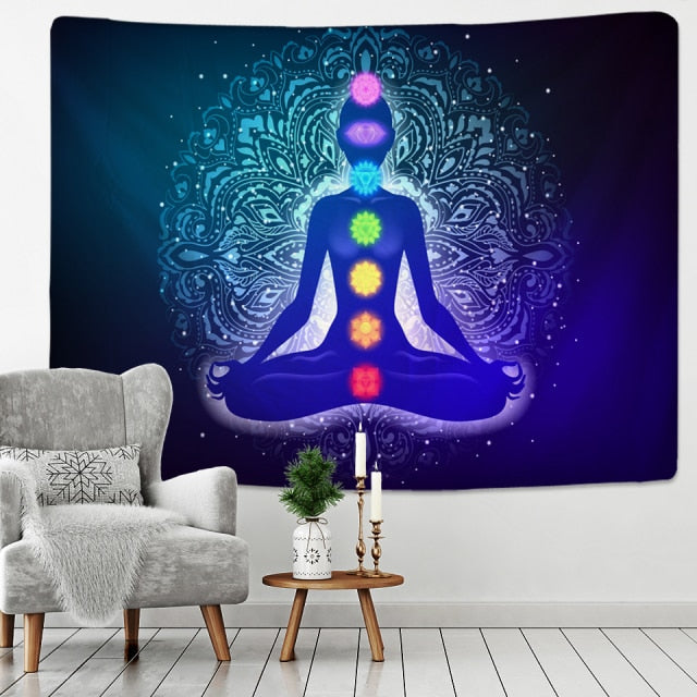 Meditation 7 Chakra Tapestry Wall Hanging