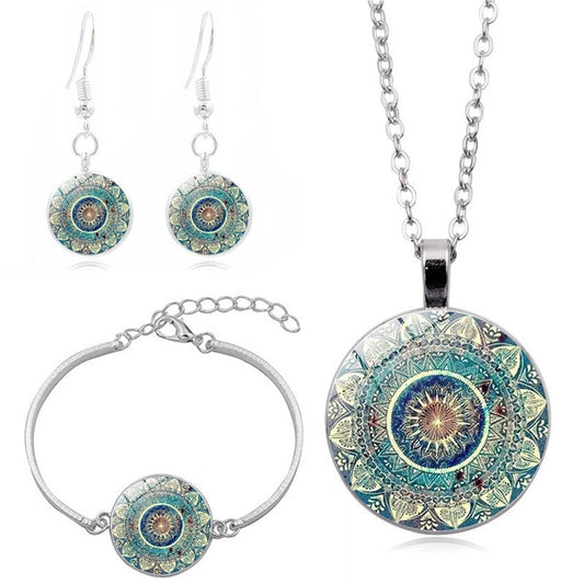 Mandala Earrings Necklace Set